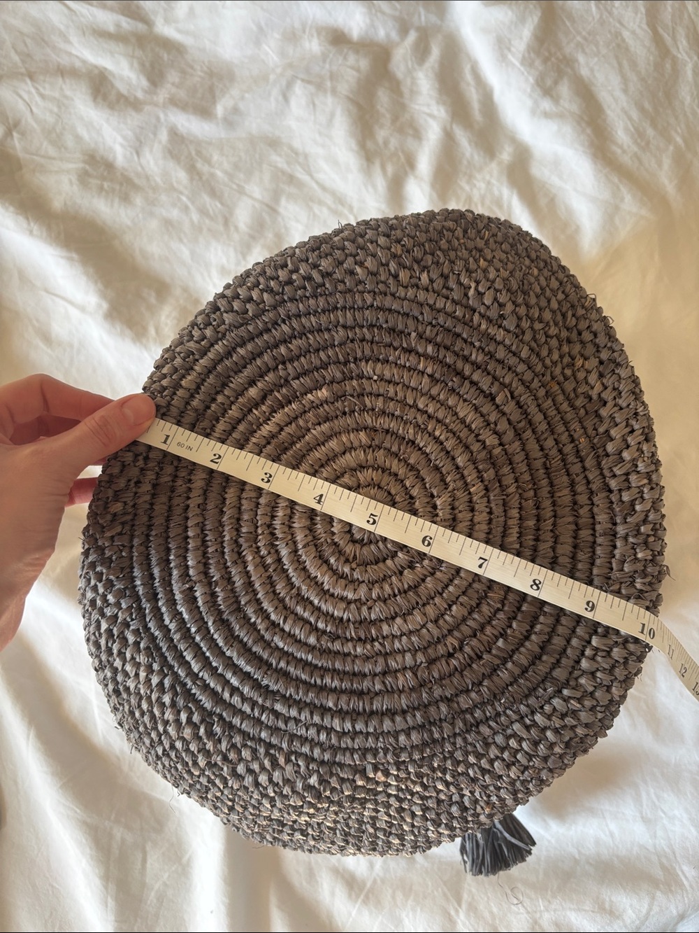 NWT Mar Y Sol Half Moon Raffia Tote Bag, Gray - Picture 7 of 7